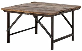 Masuta de cafea, natur, din lemn reciclat si metal, Loft