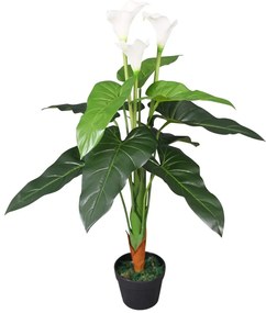 vidaXL Floare de cală crin artificială cu ghiveci, 85 cm, alb