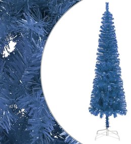 Brad de Craciun subtire cu LED-uri, albastru, 150 cm 1, Albastru, 150 x 43 cm