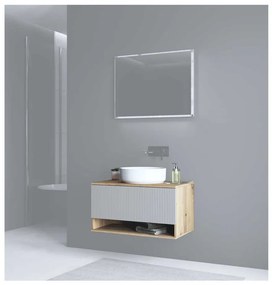 Dulap sub lavoar Pulcro 80 cm, crem / stejar artisan