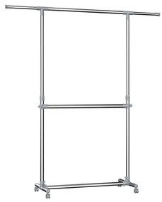 Suport pentru haine în două trepte JASON 93x49x113-198cm, argintiu SongmicsHome