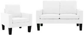 3056660 vidaXL Set canapea, 2 piese, alb, piele ecologică