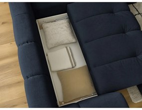 Colțar albastru închis extensibil/cu spațiu de depozitare (cu colț pe partea dreaptă/în formă de ”L”) Fuji – Bobochic Paris