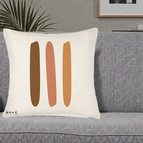 Perna Decorativa Abstract Linii Terracotta, 40x40 cm, Crem Reliefat, Husa Detasabila, Perna Inclusa, BEKZ®