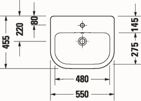 Duravit 24035500002 - Lavoar încastrat D-CODE 55 x 45,5 cm, ceramică, alb lucios