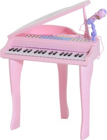 HOMCOM Pian electric 37 clape multifuncțional cu microfon difuzor Roz | Aosom Romania