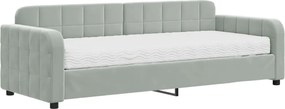 vidaXL Pat de zi cu saltea, gri deschis, 80x200 cm, catifea