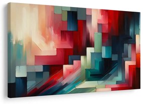 Tablou geometrie abstractă în roșu
