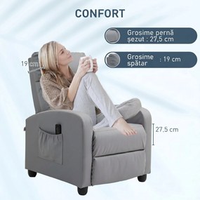 HOMCOM Fotoliu de Masaj cu 8 Moduri și 5 Intensități, Suport pentru Picioare și Telecomandă, 68x88x98 cm, Gri Deschis | Aosom Romania