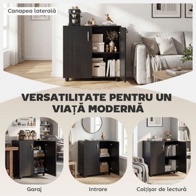 Vinsetto Dulap pentru Documente, cu Încuietoare, 2 Uși și Raft Interior, 80x40x80 cm, Negru | Aosom Romania