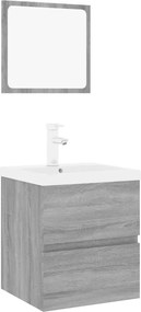vidaXL Set de mobilier de baie, gri sonoma, lemn prelucrat