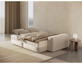 Canapea bej extensibilă/cu spațiu de depozitare cu tapițerie din catifea 247 cm Jodie – Micadoni