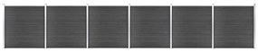 Set de panouri de gard, negru, 1045x186 cm, WPC 1, Negru, 6 sectiuni