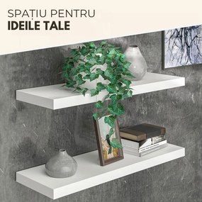 Poliță de perete FIGO + consolă, 70cm, alb Casaria