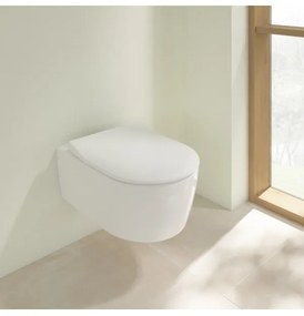 Capac WC slim, Villeroy&amp;Boch Avento / Soul, cu inchidere lenta, Alb Alpin, 9M87S101