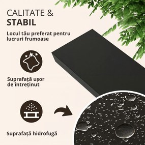 Poliță de perete FIGO + consolă, 90cm, negru Casaria