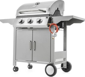 Grătar pe gaz OKLAHOMA BBQ, 3 arzătoare, cu regulator de presiune, argintiu Penta CZ