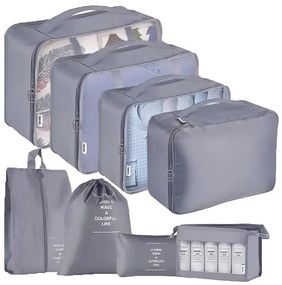 Set organizator pentru bagaje, 8 piese, gri
