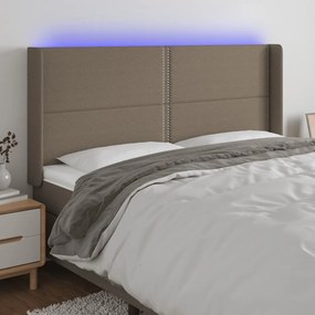 3123918 vidaXL Tăblie de pat cu LED, gri taupe, 163x16x118/128 cm, textil