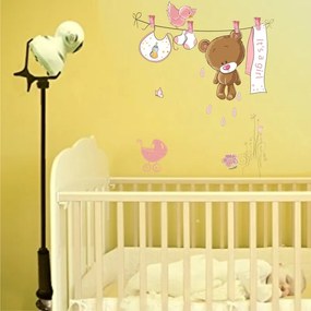 Sticker perete Pink Bear Baby Shower