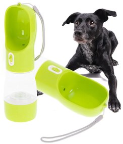 Sticla portabila de apa și hrana pentru câini verde