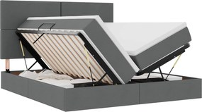 vidaXL Pat cu storage Gri închis 200 x 200 cm Piele artificială