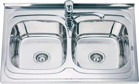 Chiuveta inox Inter Ceramic cu doua cuve finisaj inox lucios 80x60 cm