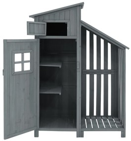 Dulap de grădină cu 2 rafturi, magazie de unelte cu spațiu de depozitare mare, 124L x 46P x 174Î cm, Gri
