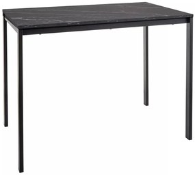 Set de dining 1 + 4, masa neagra RAMOD 100x60 cm decor marmura + scaun verde TURIN cu picioare negre