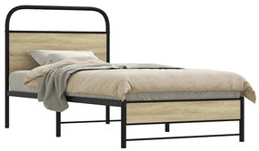 vidaXL Cadru de pat fără saltea 75x190 cm Lemn derivat stejar Sonoma
