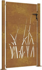 vidaXL Poartă de grădină 100x125 cm, oțel corten, design cu iarbă