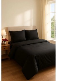 Lenjerie de pat neagră pentru pat de o persoană, extinsă cu cearceaf inclus, cu 3 piese 160x220 cm Classic – Mila Home