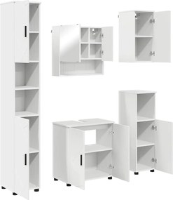 vidaXL Set de mobilier pentru baie 5 pcs Alb Lemn compozit & Metal