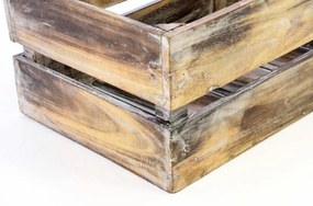 Set 3 cutii din lemn VINTAGE DIVERO maro - 51 x 36 x 23 cm