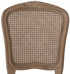 Scaun dining shabby chic, cu spătar din rattan, 52x49x95 cm