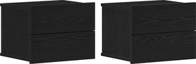 vidaXL Dulap de noapte cu sertar 2 pcs Stejar Negru 40 x 30 x 30 cm