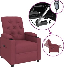 vidaXL Fotoliu rabatabil electric, roșu vin, material textil