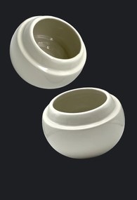 Vaza   Ghiveci Alb-Olive (20cm diametru, 14cm inaltime)