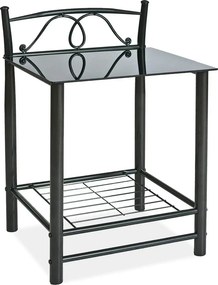 Noptiera ET920, negru, metal/sticla, 49x46x65 cm