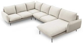 Coltar tapitat Vienna 7 locuri picioare negre – L330 x l235 x h95