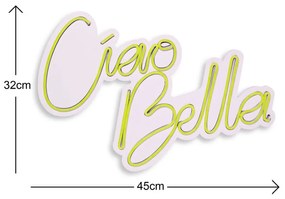 Decoratiune luminoasa LED de perete Ciao Bella Galben 32x45x2 cm