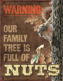 Placă metalică Family Tree - Nuts, (32 x 41 cm)