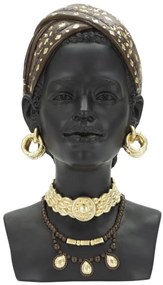 Bust decorativ negru din polirasina, 19x18,5x30 cm, Maasai Mauro Ferretti