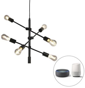 Lampă industrială cu pandantiv inteligentă neagră, inclusiv 6 ST64 WiFi - Sydney
