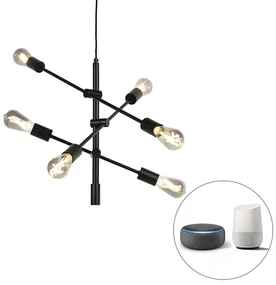 Lampă industrială cu pandantiv inteligentă neagră, inclusiv 6 ST64 WiFi - Sydney