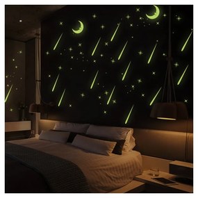 Autocolante fluorescente Ambiance Moon And Falling Stars