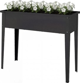 Outsunny Jardinieră pe Picioare din Metal, Jardinieră Ridicată 80 l cu margini rotunjite, Orificiu de drenaj, 100 x 40 x 80 cm, Negru | Aosom Romania