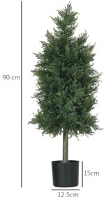 HOMCOM Arbori Topiari de Cedru Artificial, Set de 2 Plante Artificiale în Ghivece, Plante Decorative, 38x12.5x90 cm, Verde | Aosom Romania