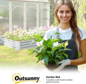 Outsunny Pat de Grădină Înălțat din Oțel Galvanizat, 240 x 120 x 30 cm, Jardinieră Înălțată pentru Exterior cu Fund Deschis pentru Legume, Flori, Plante Aromatice, Argintiu | Aosom Romania