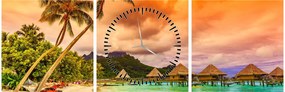 Tablou - Insula Bora Bora (cu ceas) (90x30 cm)